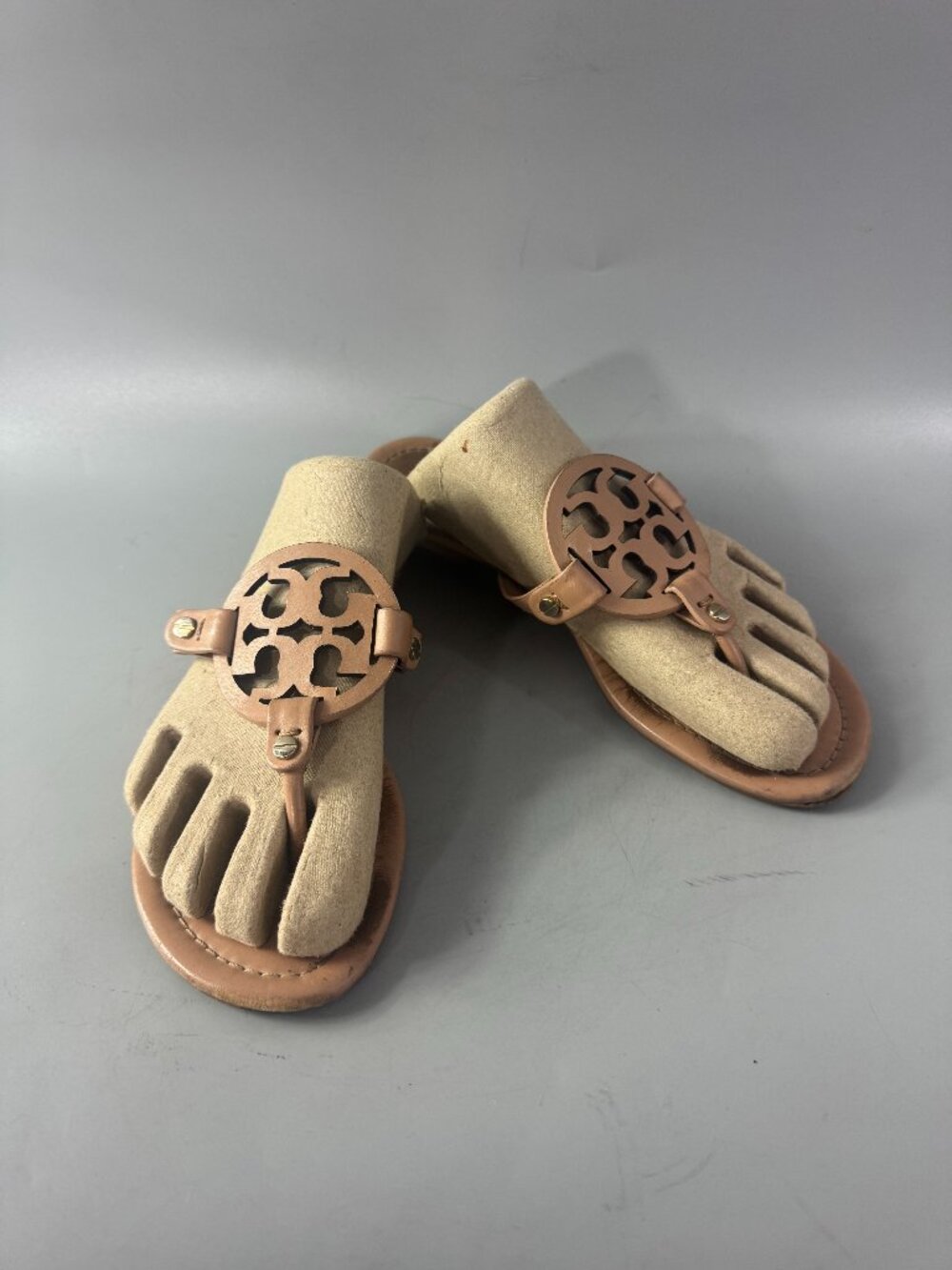 Tory Burch Women's Miller Thong Sandals, Light Sand, Size 7